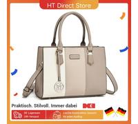 Miss Lulu Borsa da DONNA dal design a blocchi tricolore di colore medio con antifurto e tracolla regolabile a 5 scomparti Beige