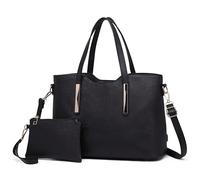 Miss Lulu Fashion Ladies Pu Saffiano Leather Top Handle Borse 2 pezzi Borse a tracolla Tote per le donne (Nero)