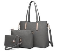 Miss Lulu Borsa a tracolla da donna con manico grande, borsa tote per ufficio, scuola, shopping, viaggi, elegante set da 3 pezzi in pelle PU