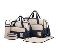 Miss Lulu Kit Maternità 5 Pezzi per Ospedale - Borsa Parto con Fasciatoio, Borsa Passeggino e Scaldabiberon - Multifunzione per Neonato e Mamma (Marina Militare)