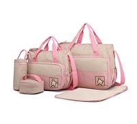 Miss Lulu Kit Maternità 5 Pezzi per Ospedale - Borsa Parto con Fasciatoio, Borsa Passeggino e Scaldabiberon - Multifunzione per Neonato e Mamma (Rosa)
