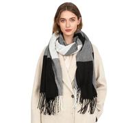 Miss Lulu Oak & Tea Sciarpa invernale da donna, calda sciarpa scozzese, scialli al tatto in cashmere, sciarpa regalo per donne, Nero, 200 x 60 cm