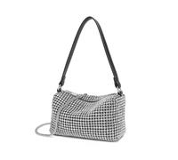 Miss Lulu Pochette Donna Argento Strass Clutch Cerimonia Borsetta da Sera Elegante Borsa per Matrimonio Party Sposa Due Cinghie Spalline Singole
