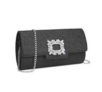 Miss Lulu Pochette Donna Elegante in Pelle Glitter, Borsette Clutch Donna Decorazioni con Strass, Borsa Tracolla Spalla Mano con Catena Removibile per Appuntamenti, Feste e Matrimoni