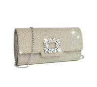 Miss Lulu Pochette Donna Elegante in Pelle Glitter, Borsette Clutch Donna Decorazioni con Strass, Borsa Tracolla Spalla Mano con Catena Removibile per Appuntamenti, Feste e Matrimoni