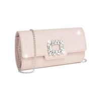 Miss Lulu Pochette Donna Elegante in Pelle Glitter, Borsette Clutch Donna Decorazioni con Strass, Borsa Tracolla Spalla Mano con Catena Removibile per Appuntamenti, Feste e Matrimoni