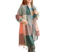 Miss Lulu Sciarpa Donna Invernale Oversize, Morbida Sciarpa in Tartan con Frange Lunghe, Scialle Spesso e Caldo - Regalo di Natale per Donna (Verde)