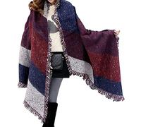 Miss Lulu Sciarpa Donna Oversize Invernale, Morbida Sciarpa in Tartan con Frange Lunghe, Scialle Spesso e Caldo - Regalo di Calore e Stile (Rosso)