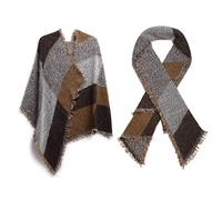 Miss Lulu Sciarpa invernale da DONNA Plaid Poncho con frange scozzesi a righe scozzesi con design quadrato oversize senza quadri