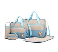 Miss Lulu Set Ospedale Parto 5 in 1 per Neonato - Borsa Mamma con Fasciatoio, Scaldabiberon e Borsa Passeggino Inclusi - Kit Completo Maternità Pronto all‘Uso (Blu)