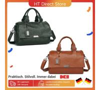 Miss Lulu Set tascabile in pelle da 2 pezzi: borsa a tracolla vintage in vera pelle con cinghie regolabili, media Brown 2Pcs set