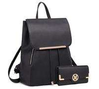 Miss Lulu Zaino Donna, Shell con Coulisse Borsa Zainetto Donna, Zaini Elegante PU Pelle Impermeabile, Zaino Medio Antifurto Scuola Lavoro Viaggio