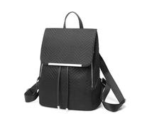 Miss Lulu Zaino Donna, Shell con Coulisse Borsa Zainetto Nero, Zaini Elegante PU Pelle Impermeabile, Medio Antifurto Scuola Lavoro Viaggio Università