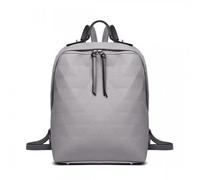 MISS LULU zaino grigio con motivo a prisma in pelle look-zaino da donna alla moda per la vita di tutti i giorni, i viaggi e il tempo libero.