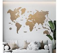 MISS MAPS Grande Mappa da Parete in Legno 3D - Mappa per Segnare i Viaggi e Decorazione per Viaggiatori - Legno Pressato Multistrato con Nomi Incisi