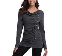 MISS MOLY Camicetta Donna Blusa Donna Maniche Lunga Camicia Elegante Maglia Casual Grigio X-Small