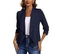 MISS MOLY Giacca Donna Elegante con Manica 3/4, Giacca Casual Open Front con Tasche per Ufficio e Lavoro, Blazer Chic per Donna