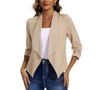 MISS MOLY Giacca Donna Elegante con Manica 3/4, Giacca Casual Open Front con Tasche per Ufficio e Lavoro, Blazer Chic per Donna
