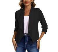 MISS MOLY Giacca Donna Elegante con Manica 3/4, Giacca Casual Open Front con Tasche per Ufficio e Lavoro, Blazer Chic per Donna