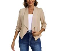 MISS MOLY Giacca Donna Elegante con Manica 3/4, Giacca Casual Open Front con Tasche per Ufficio e Lavoro, Blazer Chic per Donna