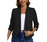 MISS MOLY Giacca Donna Elegante con Manica 3/4, Giacca Casual Open Front con Tasche per Ufficio e Lavoro, Blazer Chic per Donna