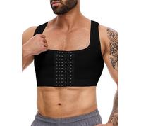 MISS MOLY Shapewear - Corsetto da uomo e da uomo, senza maniche, a compressione, elastico, per la pancia, modellante, Nero (con estensione a 3 ganci), XL