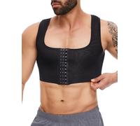 MISS MOLY Shapewear da Uomo, Fascetta per il Petto, Senza Maniche, Fascetta, Compressione, Sottoveste Snellente, Maglia a Compressione, Cintura per la Pancia, Giubbotto Modellante, Nero , L