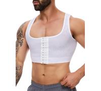 MISS MOLY Shapewear da Uomo, Fascetta per il Petto, Senza Maniche, Fascetta Trasparente, Compressione, Corsetto, Uomo, Elastico, Snellente, Sottoveste, Modellante, Giubbotto, bianco, L