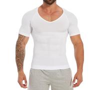 MISS MOLY Shapewear - Maglietta da uomo a compressione modellante per la pancia, elasticizzata, per la vita, da uomo, bianco, 3XL