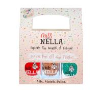 Miss Nella Christmas Sparkle - Smalto sfoderabile, inodore, a base d'acqua e sicuro per bambini, 3 pezzi, verde (glitter), rosso e oro (glitter)