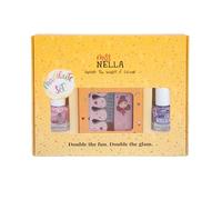 Miss Nella Glitter MANICUTE - Set unghie per bambini + 2 sms Nella, adesivi per unghie, tatuaggi, lima per unghie e separatore per dita dei piedi, progettato per mani e dita dei bambini