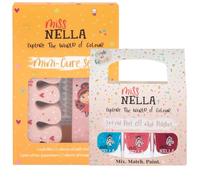 Miss Nella NAIL KIT & PACCHETTO DI 3 SMALTI - Accessori per unghie per bambini - 3 smalti per unghie peel off, adesivi per unghie, tatuaggi, limes per unghie e separatori delle dita dei piedi