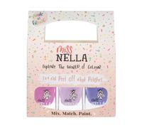 Miss Nella PURPLE UNICORN- Peel Off, inodore, base acqua e cassaforte per smalto per bambini confezione da 3 - Sweet Lavender (glitter), Butterfly Wings (glitter) & Little Poppet
