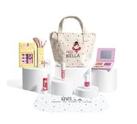 Miss Nella Set di trucchi e smalti per bambini, ipoallergenici, dermatologicamente testati, non tossici, trousse in tela, sicura e divertente (Sprinkles & Sparkles Pink)