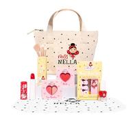 Miss Nella Set di trucchi e smalti per bambini per bambine, ipoallergenico, dermatologicamente testato, non tossico, borsa cosmetica in tela, sicura e divertente (plettri glamour)