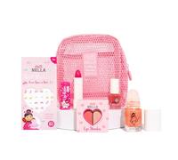 MISS NELLA Set Trucco per Bambini, 3 Varianti con Smalto Peel-Off, Glitter, Profumo, Balsamo Labbra, Ombretto, Adesivi per Unghie, Borsa Rosa a Rete, Età 3+, 17x14x6 cm (Rosy Glossy)