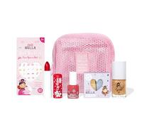 MISS NELLA Set Trucco per Bambini, 3 Varianti con Smalto Peel-Off, Glitter, Profumo, Balsamo Labbra, Ombretto, Adesivi per Unghie, Borsa Rosa a Rete, Età 3+, 17x14x6 cm (Goldie Boldie)