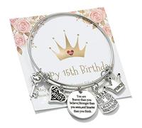 Miss Pink Birthday Gifts for Her, in Acciaio Inox, espandibile Braccialetto 10TH 12TH 15TH Gioielli e Acciaio Inossidabile, cod. B07BGW9TSM_US