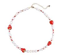 Miss Pink Y2K - Collana con perline in stile boho, da donna, con perle naturali, girocollo, estiva, collana con perline naturali, per ragazze adolescenti, gioielli fatti a mano, idea regalo di