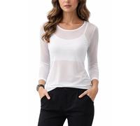 Miss Rouge: T-Shirt, Top in Voile Trasparente, bianco, Taglia unica