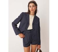 Miss Selfridge - Blazer aderente blu navy gessato in coordinato 44
