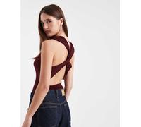 Miss Selfridge - Body in tessuto luccicante con incrocio sulla schiena-Nero XS