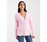 Miss Selfridge - Cardigan rosa tenue lavorato a maglia stretto in vita XS