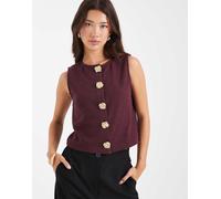 Miss Selfridge - Gilet color prugna con finiture in metallo a forma di fiore-Viola L