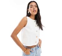 Miss Selfridge - Gilet écru con finiture in metallo a forma di conchiglia-Bianco S