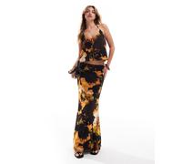 Miss Selfridge - Gonna lunga in rete a fiori-Multicolore XS