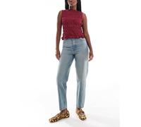 Miss Selfridge - Mom jeans a vita alta lavaggio effetto sporco-Blu W26 L32