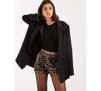 Miss Selfridge - Pantaloncini con paillettes taglio molto corto-Oro 44