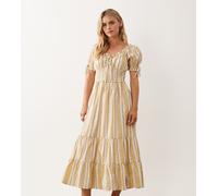 Miss Selfridge Petite - Vestito lungo milkmaid con dettaglio stile corsetto con stampa carta da parati vintage-Multi 48