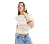 Miss Selfridge - Set in maglia all'uncinetto color panna con top e foulard-Bianco S